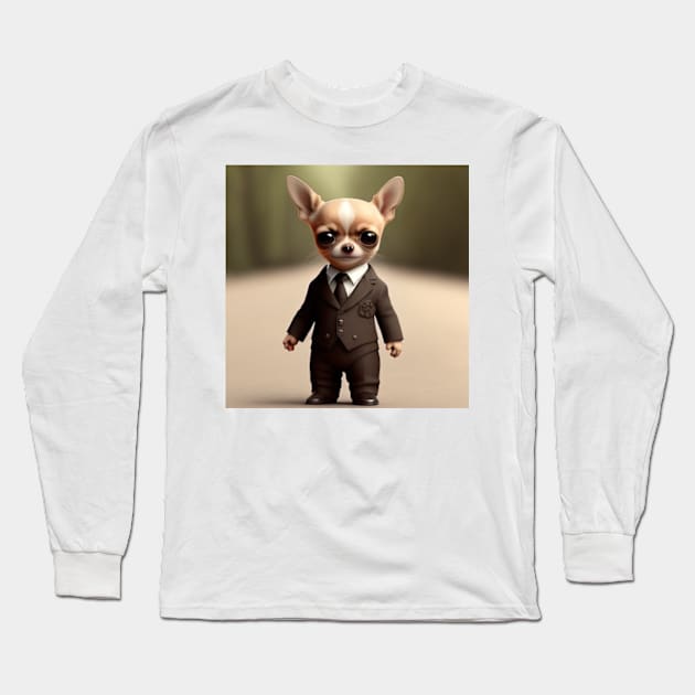 Chihuahua in suit Long Sleeve T-Shirt by IDesign23